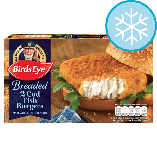 Birds Eye 2 Cod Fish Fillet Burgers 227G Tesco Groceries