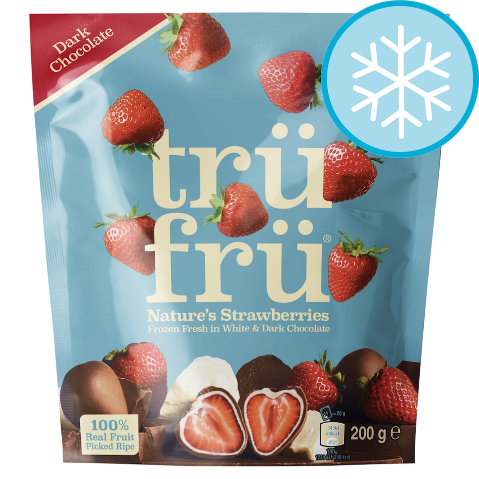 image 1 of tru fru Nature's Strawberries White & Dark Chocolate 200g
