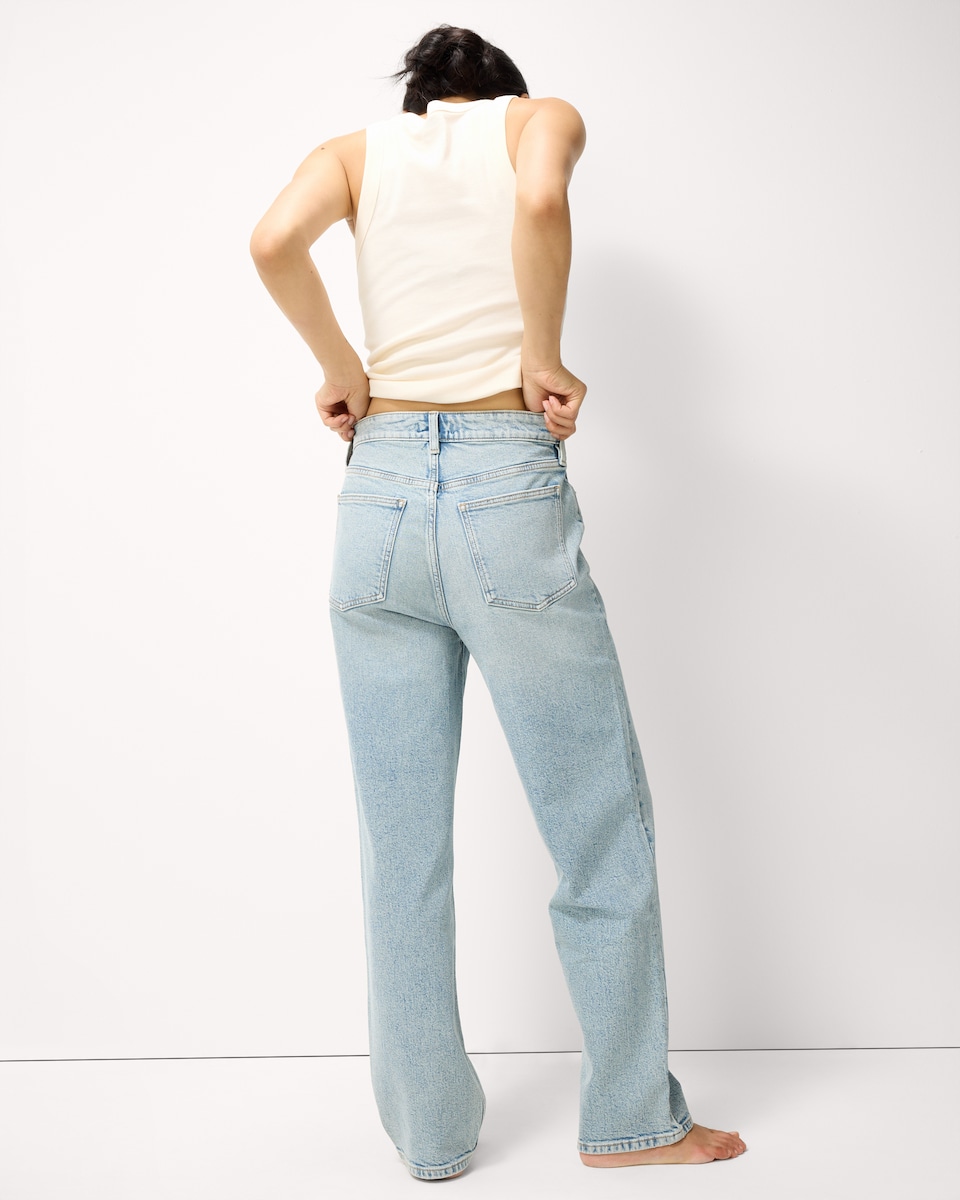 image 1 of F&F High Rise Straight Leg Jeans in Blue