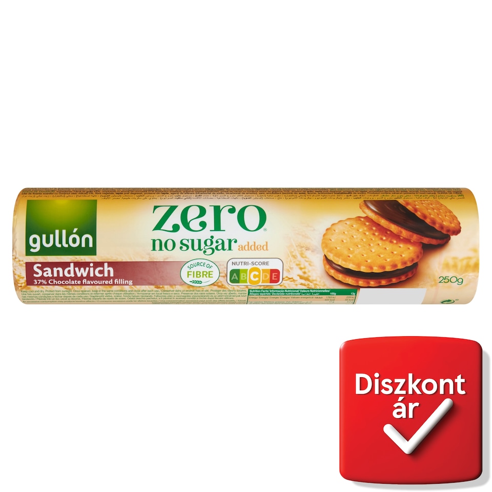 image 1 of Gullón Zero Biscuit with Chocolate Flavoured Filling, with Sweetener, with No Added Sugars 250 g