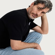 The F&F Edit Pure Cotton Textured Knitted Polo Shirt in Black