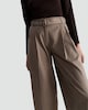 image 1 of F&F Pleated Belted Barrel Leg Trousers in Brown