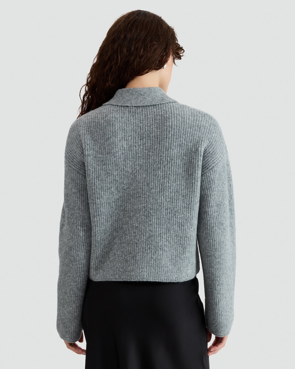 image 1 of F&F Ribbed Knit Bow Fastening Cardigan in Grey