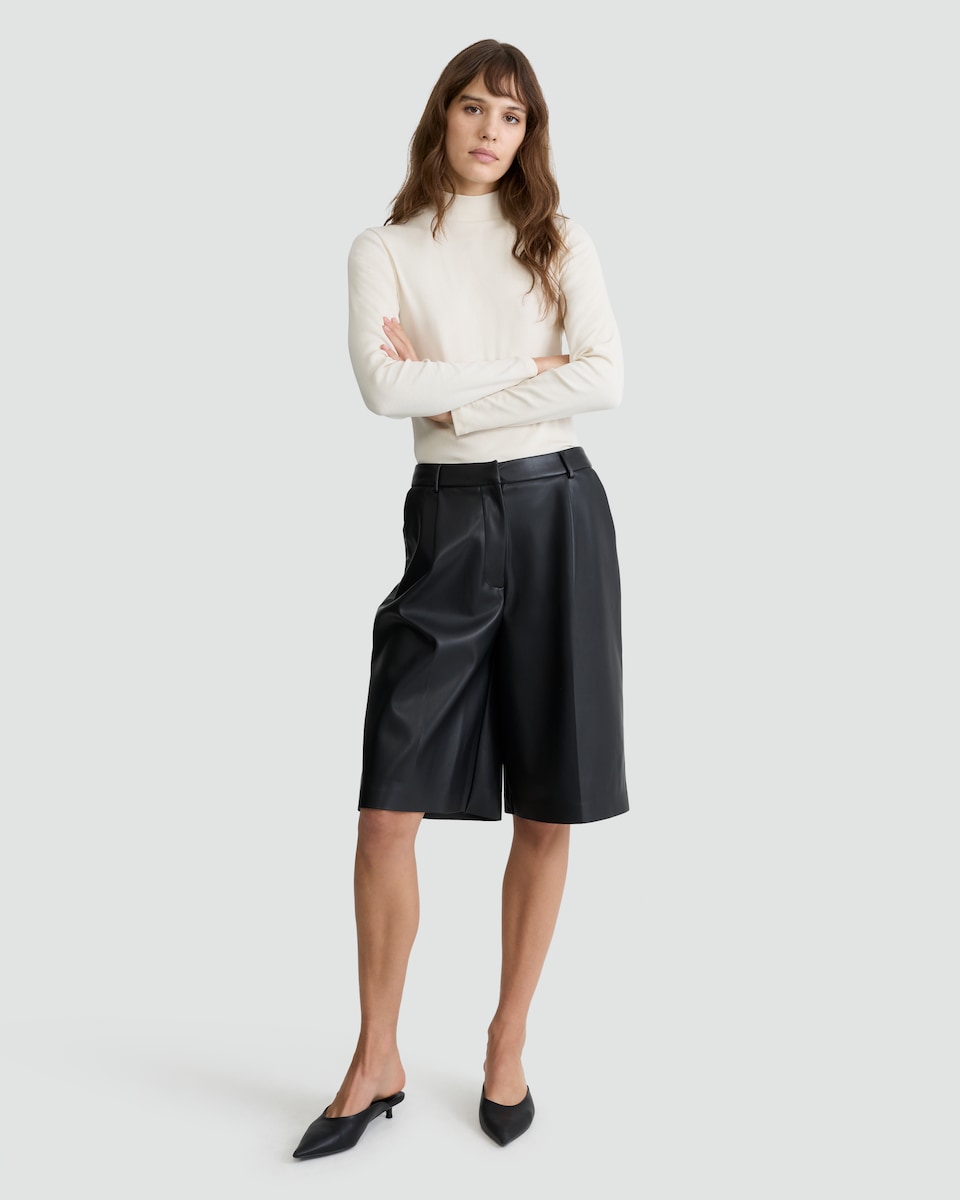 image 1 of F&F Faux Leather Jorts in Black