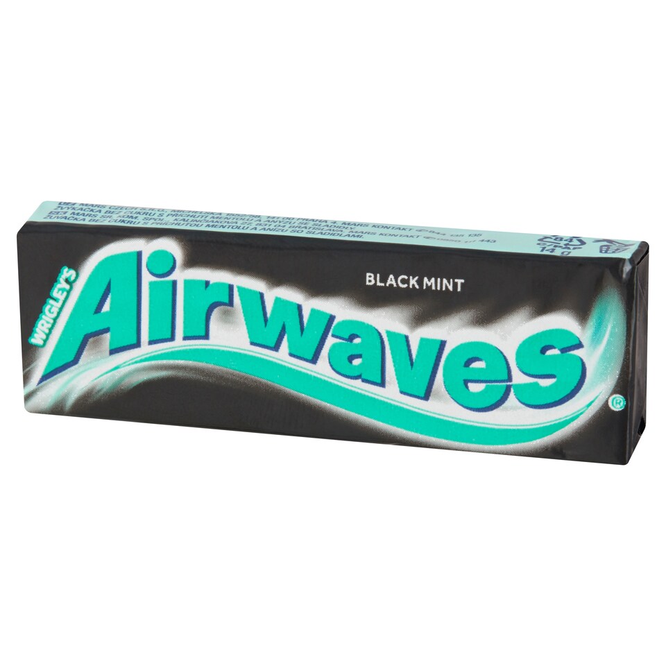 obrázok 1 z Wrigley's Airwaves Black Mint žuvačka bez cukru s príchuťou mentolu a anízu 10 ks 14 g