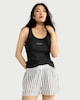 image 1 of F&F Cotton Rich Striped Short Pyjama Set in Multi Black