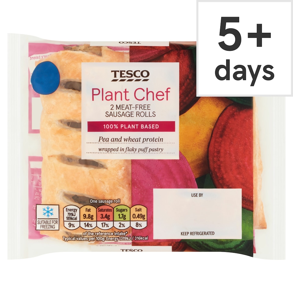Tesco Plant Chef 2 Meat-Free Sausage Rolls 120g