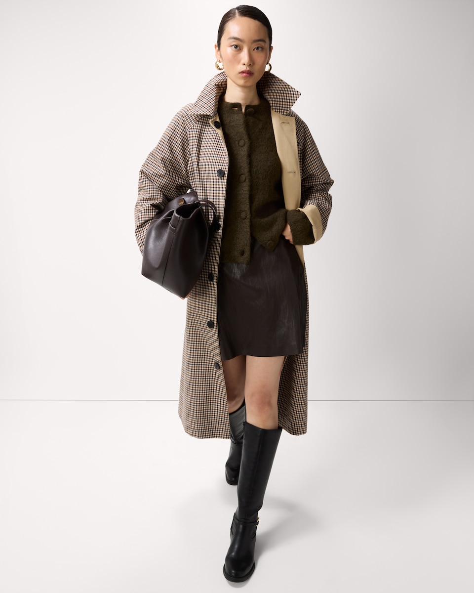 image 1 of F&F Faux Leather Mini Skirt in Brown
