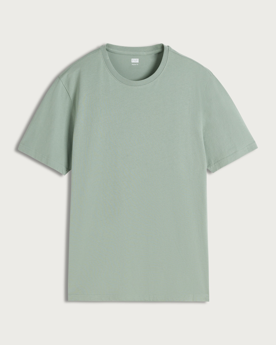 F&F Cotton Rich Crew Neck Slim Fit T-Shirt in Aqua