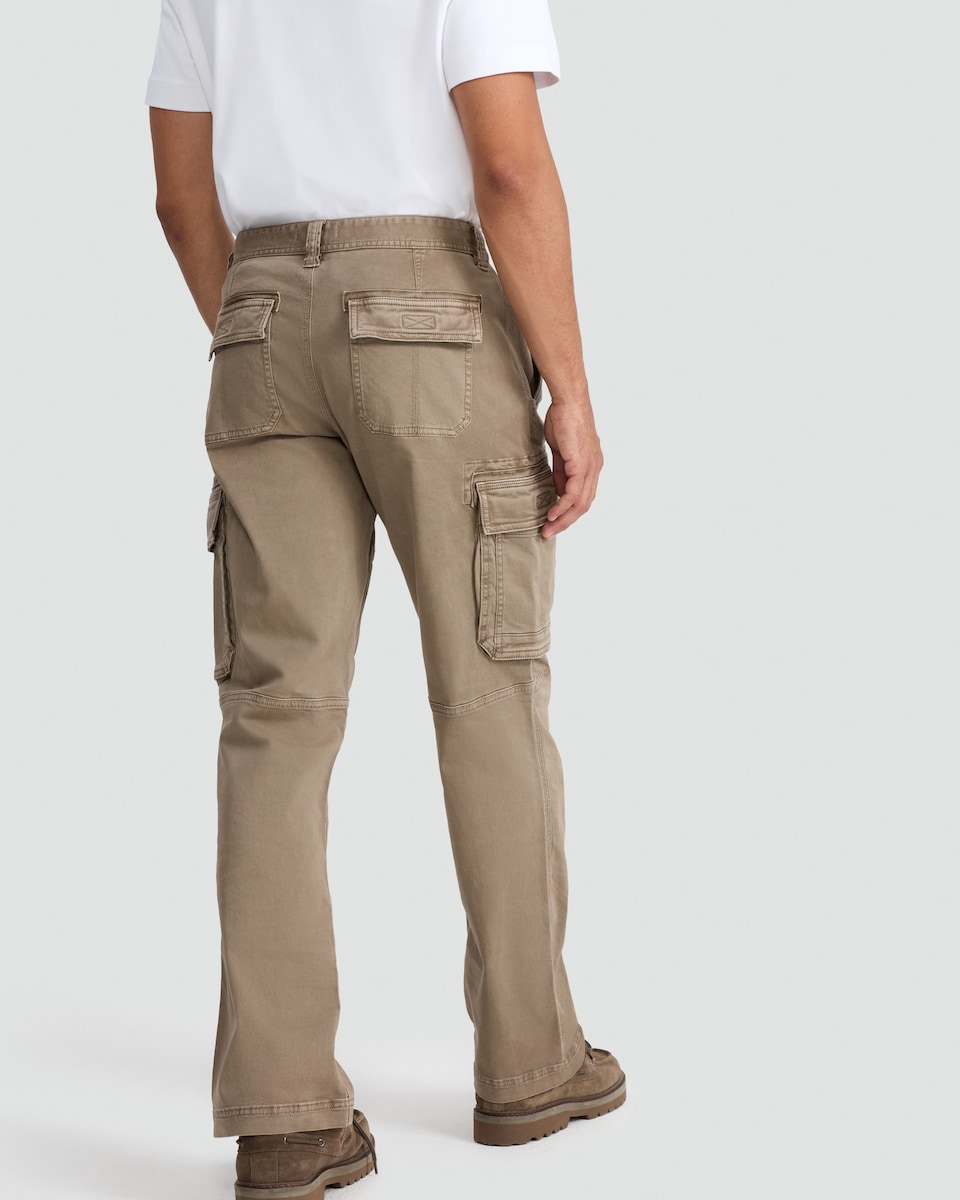 image 1 of F&F Cotton Rich Straight Fit Utility Cargo Trousers in Sand