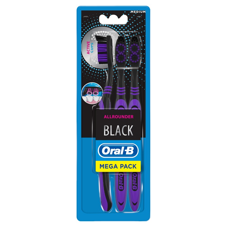 image 1 of Oral-B 123 Black Medium Toothbrush 3 Pack