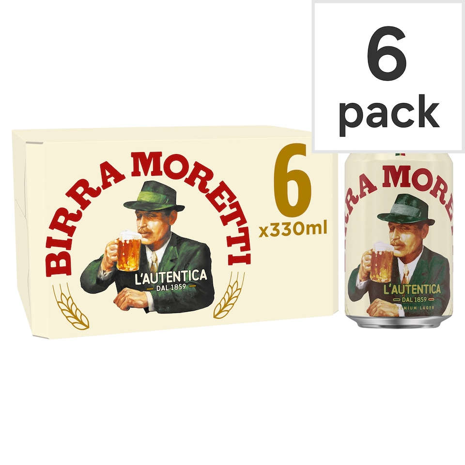 image 1 of Birra Moretti Premium Lager Beer 6 x 330ml