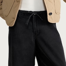 F&F High Rise Wide Leg Drawstring Jeans in Black