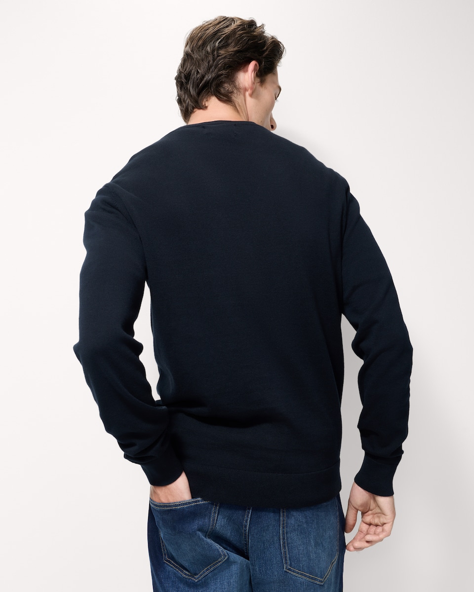 image 1 of F&F Pure Cotton V Neck Jumper in Navy