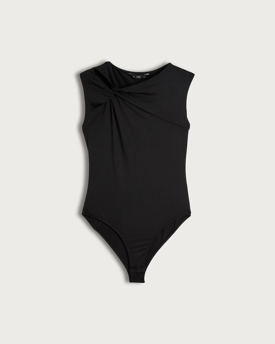 F&F Polyamide Twist Detail Sleeveless Bodysuit in Black