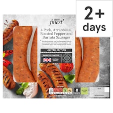 Tesco Finest BBQ 4 Pork, Arrabiata, Roasted Peppers & Burrata Sausage 440g 		