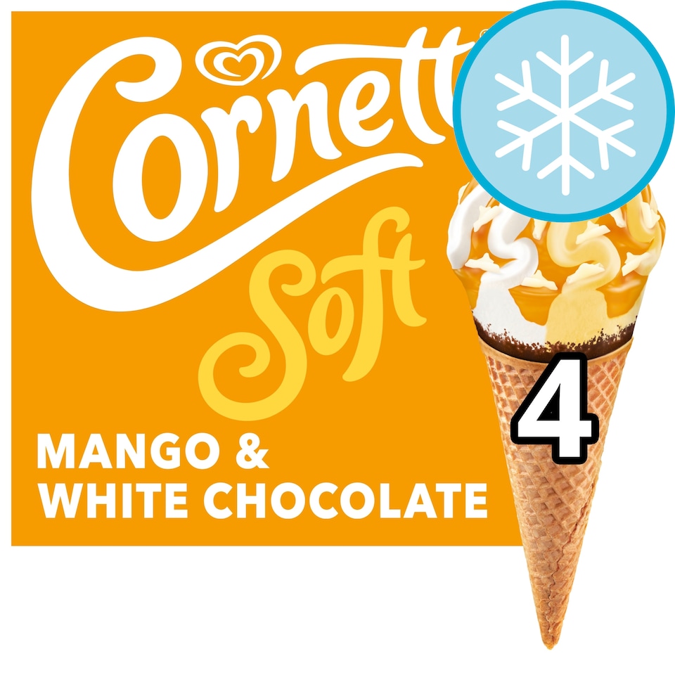 image 1 of Cornetto Soft Mango & White Chocolate 4 x 140ml