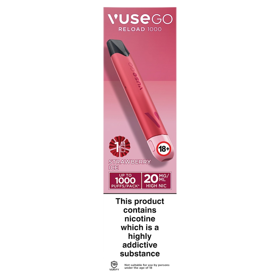 Vuse Go Reload 1000 Vape Kit - Strawberry Ice 20mg/ml 2ml