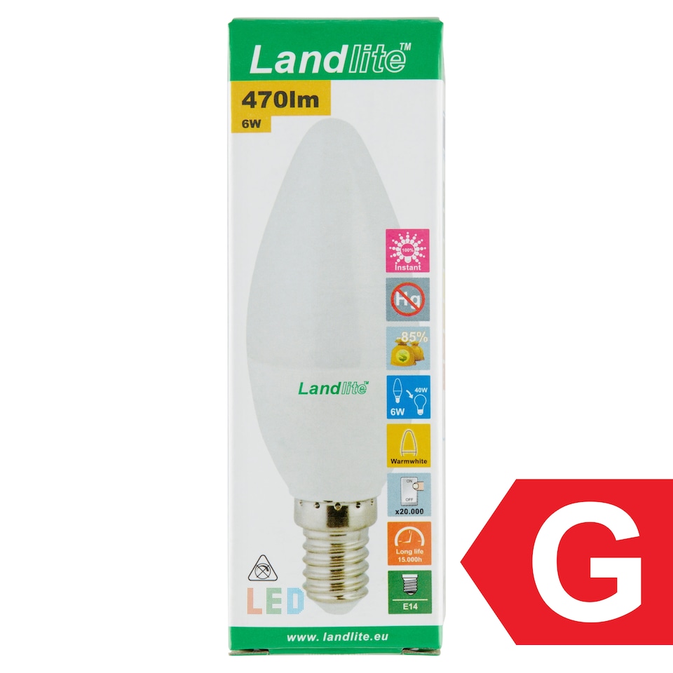 Landlite C35 470 lm 6 W E14 3000K LED izzó  1. kép
