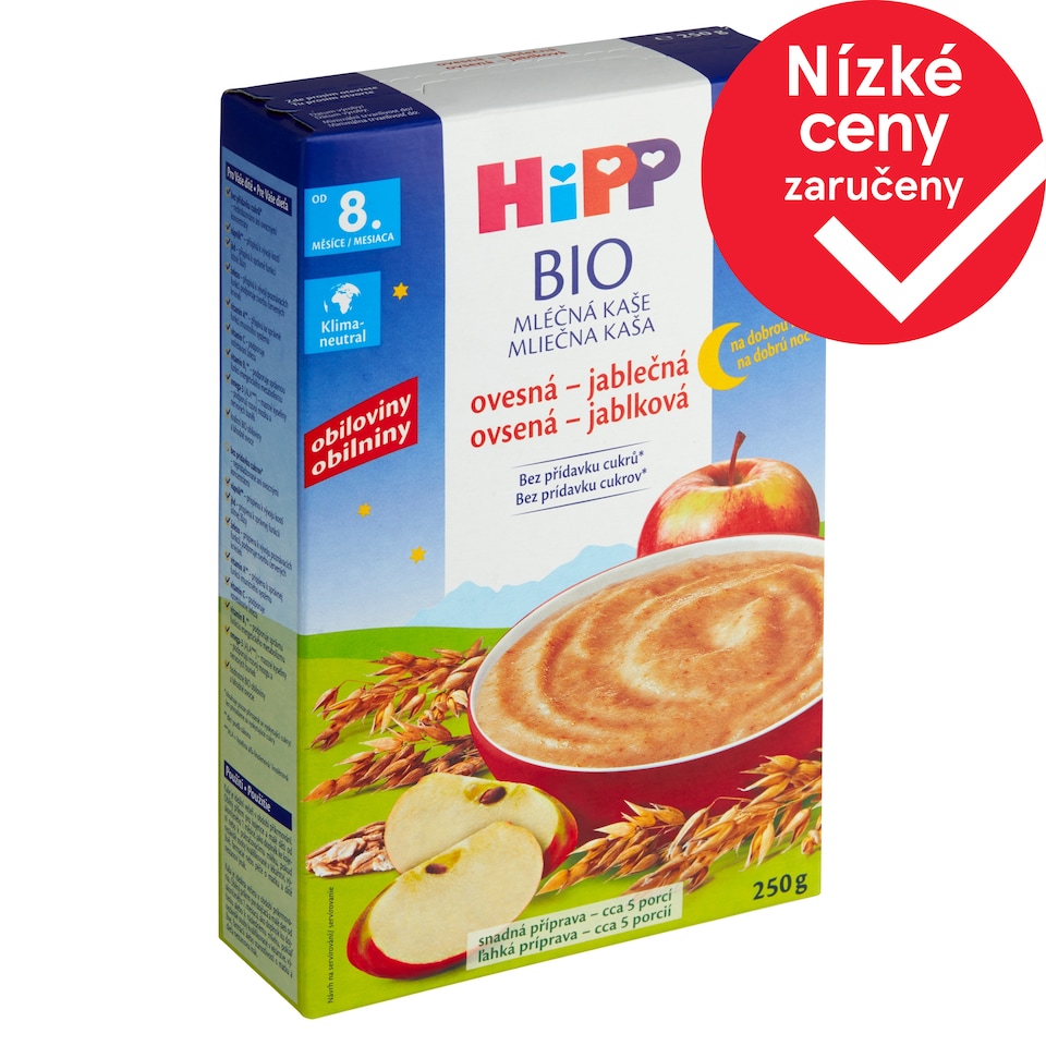 HiPP Bio mléčná kaše ovesná - jablečná na dobrou noc 250g