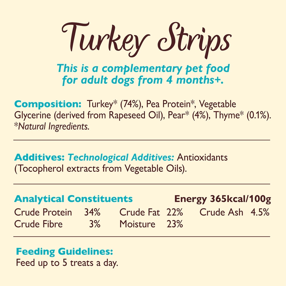 image 1 of Lily's Kitchen Turkey Strips with Pear and Thyme for Dogs 70g