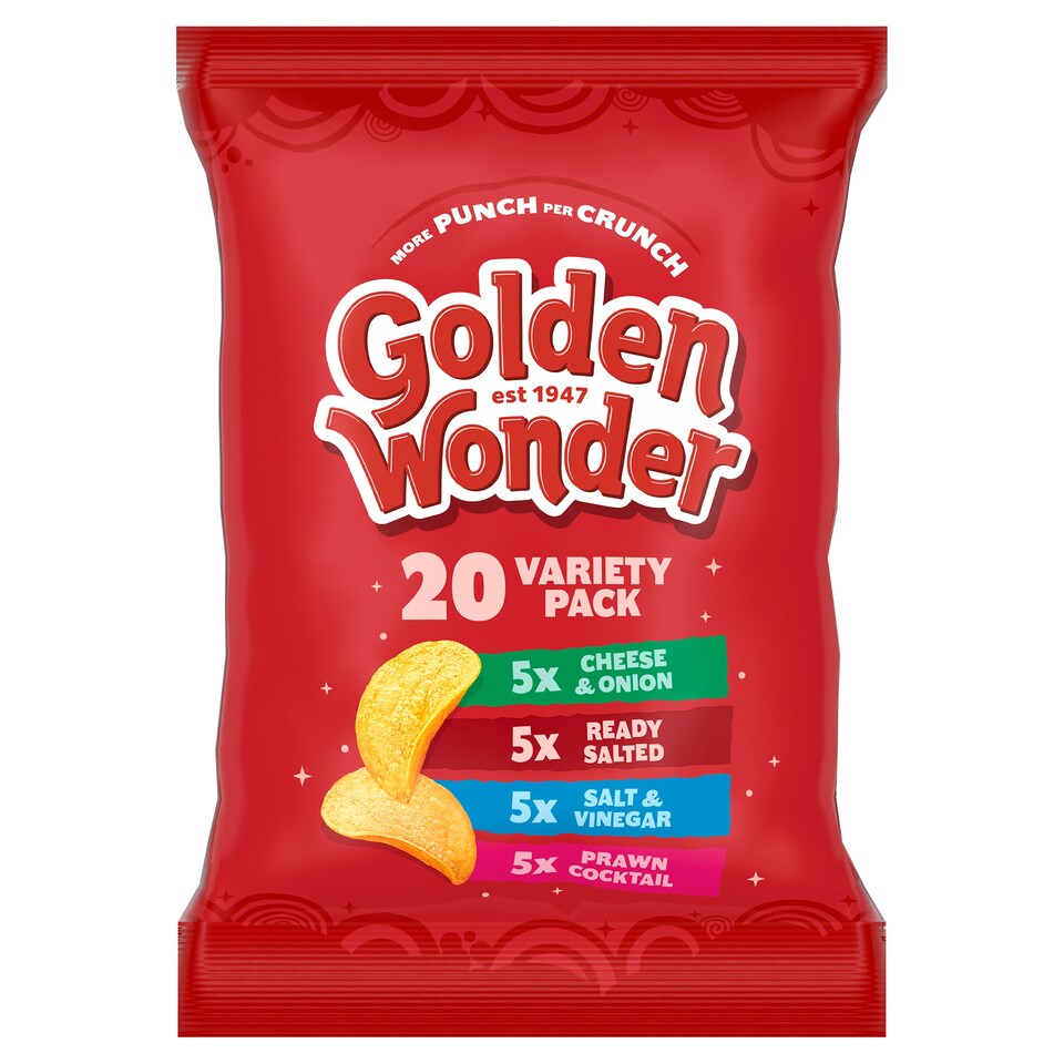 Golden Wonder Crisps Variety Pack 20 X 25G