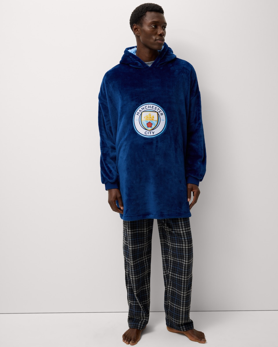 image 1 of Manchester City Fleece Hoodie in Blue