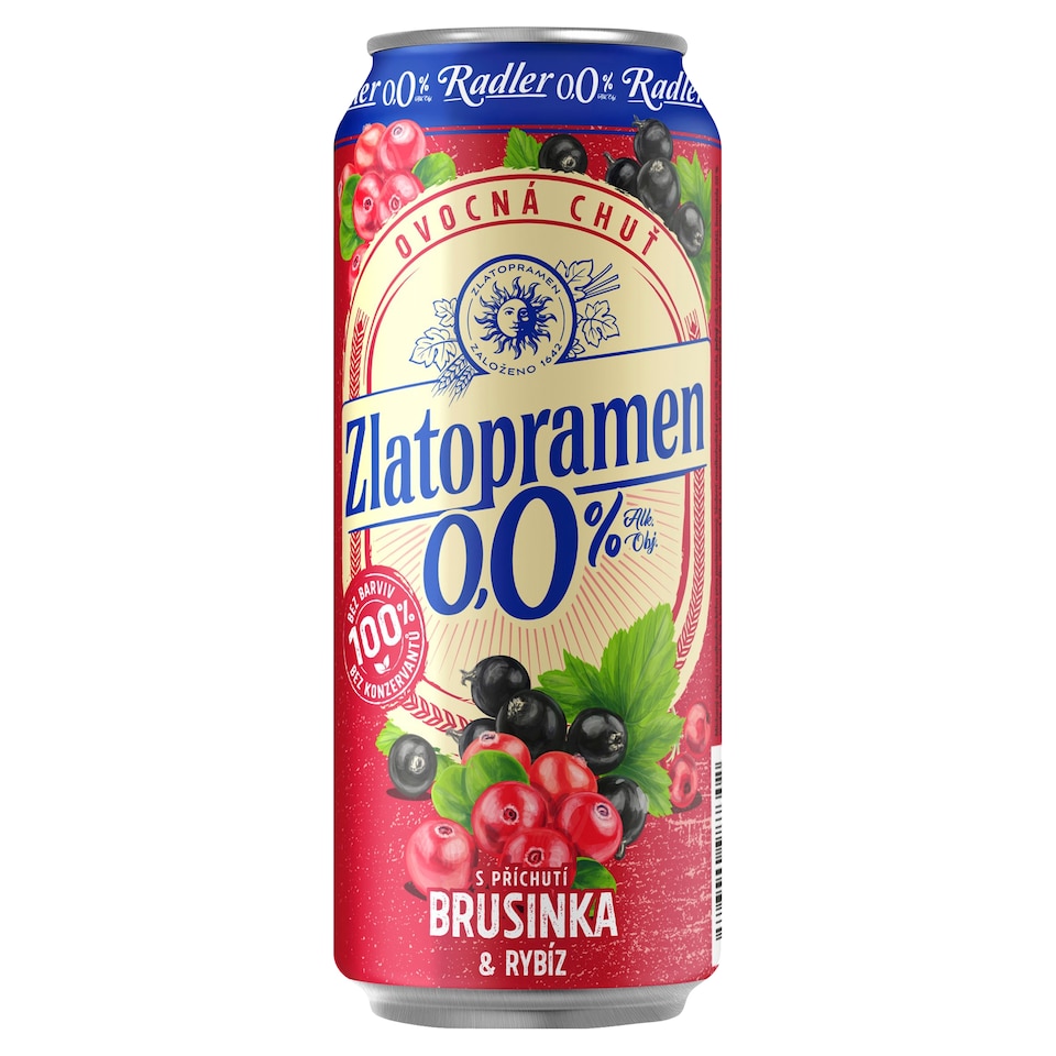 Obrázek 1 pro produkt Zlatopramen Radler s příchutí brusinka & rybíz 0,5l