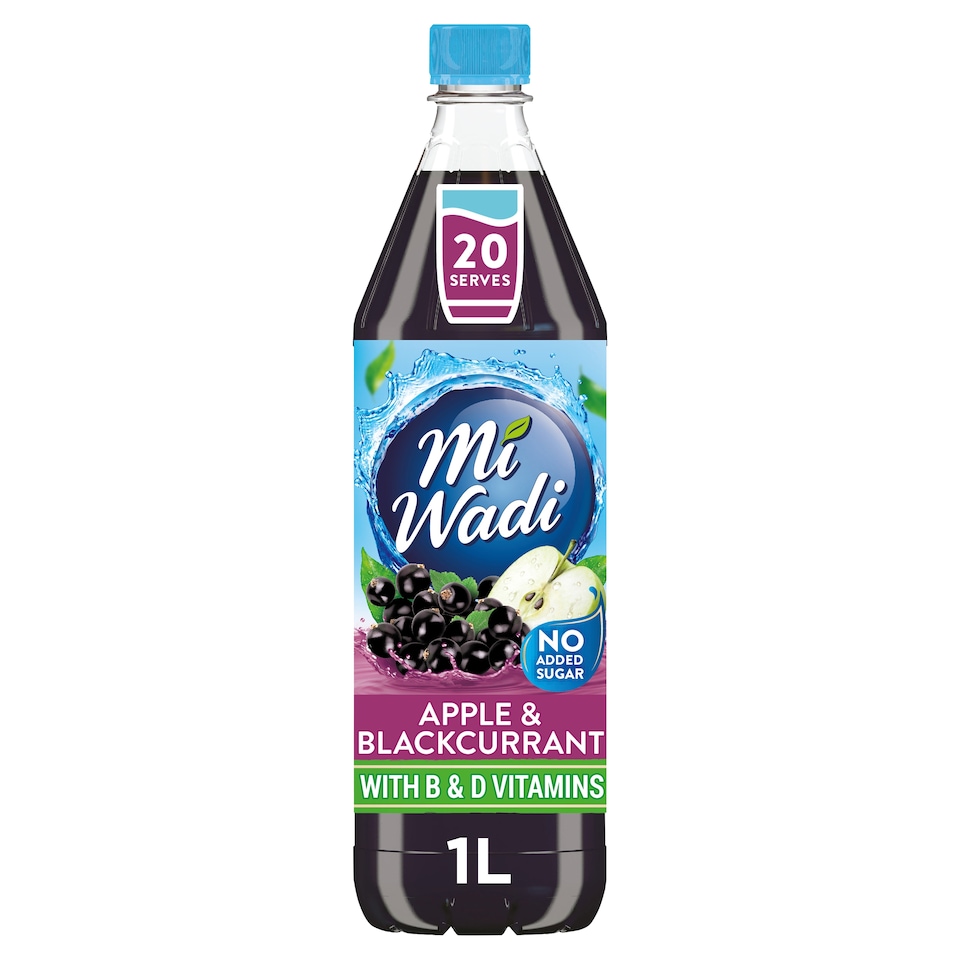 MiWadi Apple & Blackcurrant No Added Sugar Squash 1L