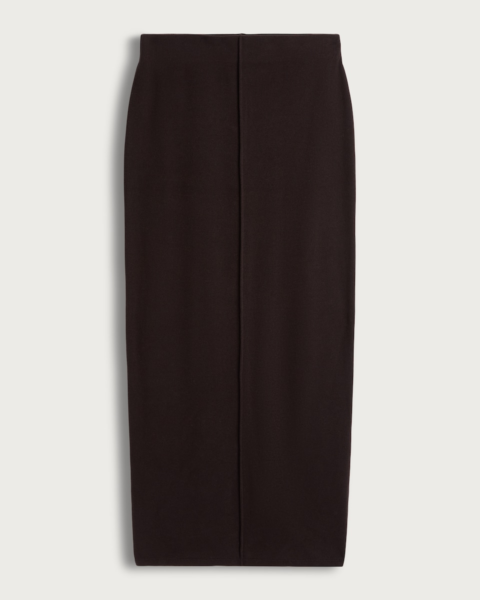 image 1 of F&F Snit Textured Midi Co-ord Pencil Skirt in Brown
