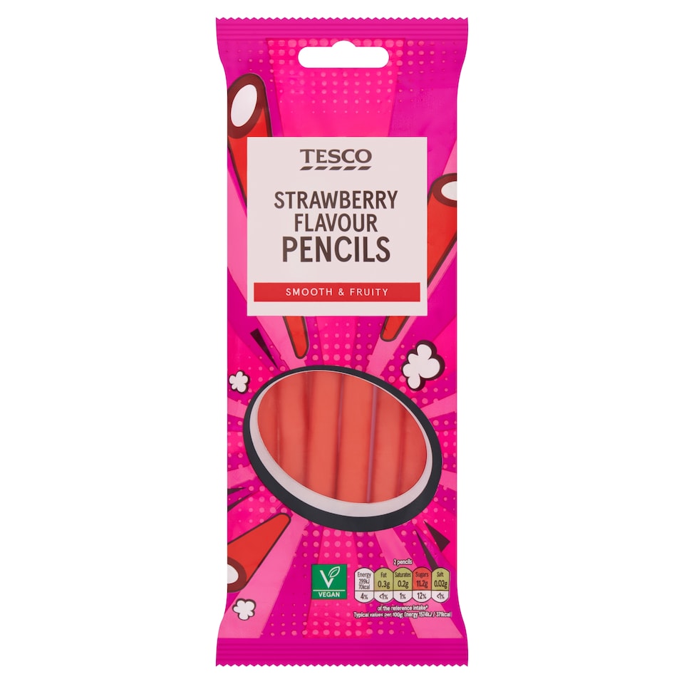 Tesco Strawberry Pencils 75G
