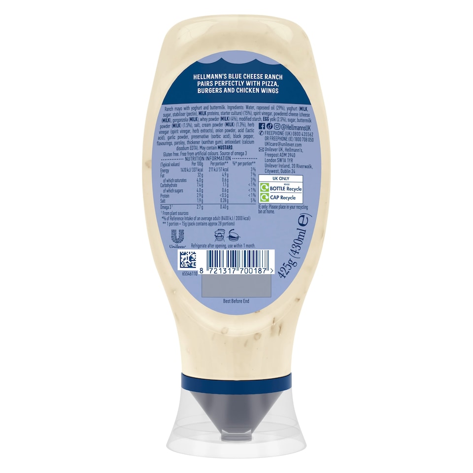 image 1 of Hellmann's Blue Cheese Ranch Mayo 430ml