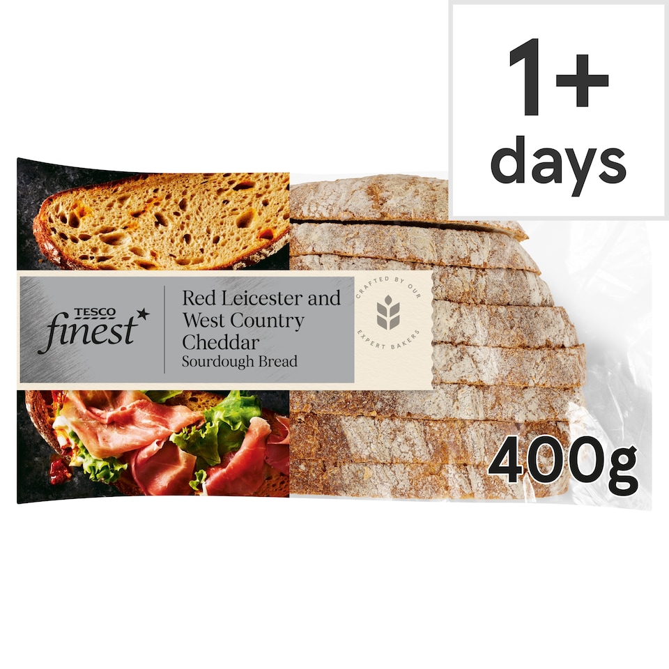 Tesco Finest Red Leicester & West Country Cheddar Sourdough Bread 400G