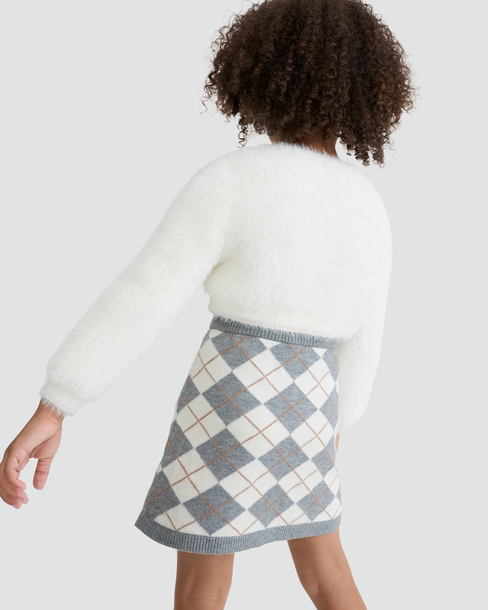 image 1 of F&F Girls Fluffy Bow Accent Bolero in Cream