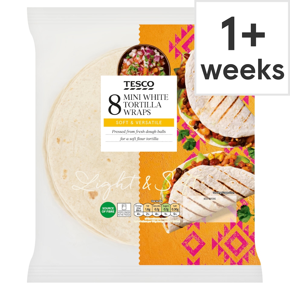 Tesco Mini White Tortilla Wraps Plain 8 Pack