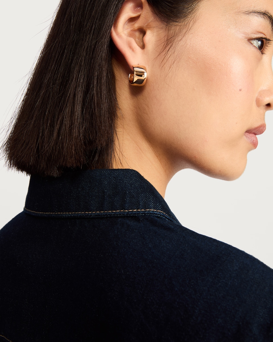 image 1 of The F&F Edit Pure Cotton Pocket Detail Denim Shirt Dress in Navy