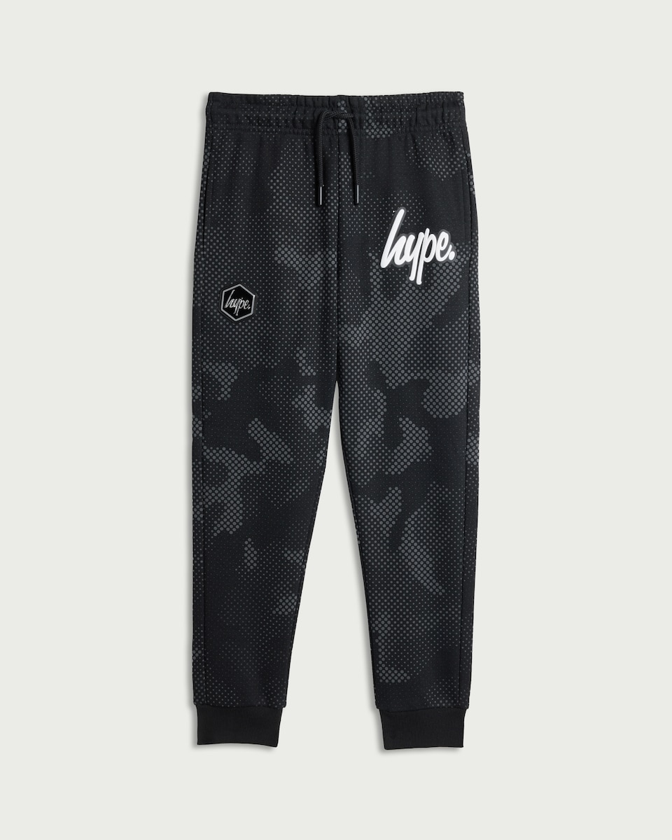 image 1 of Hype Cotton Rich Camo Cuffed Joggers in Black