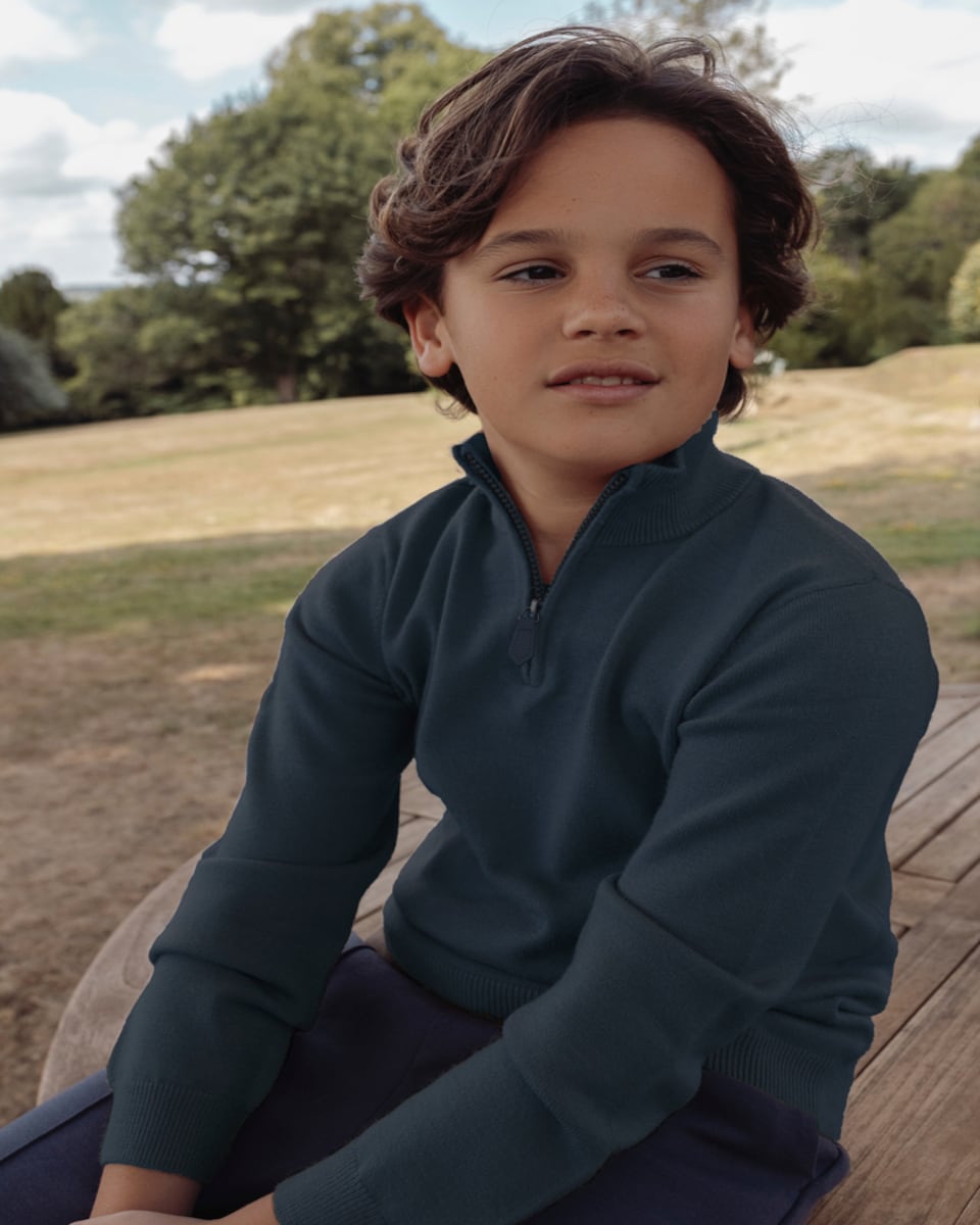 image 1 of F&F x Samantha Faiers Knitted Half Zip Jumper in Navy