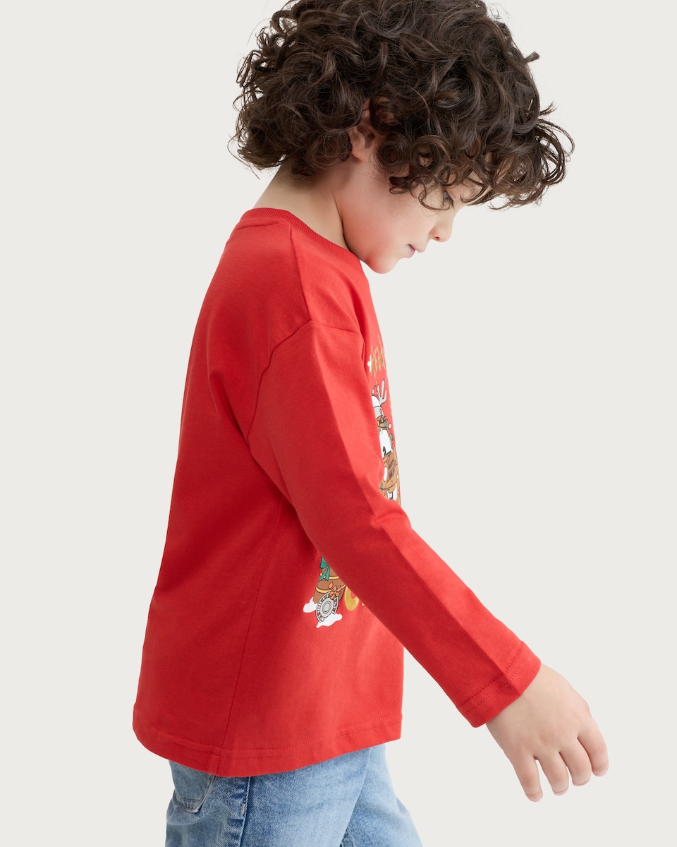 image 1 of Disney Cars Pure Cotton Ready Set Celebrate Long Sleeved Top in Red