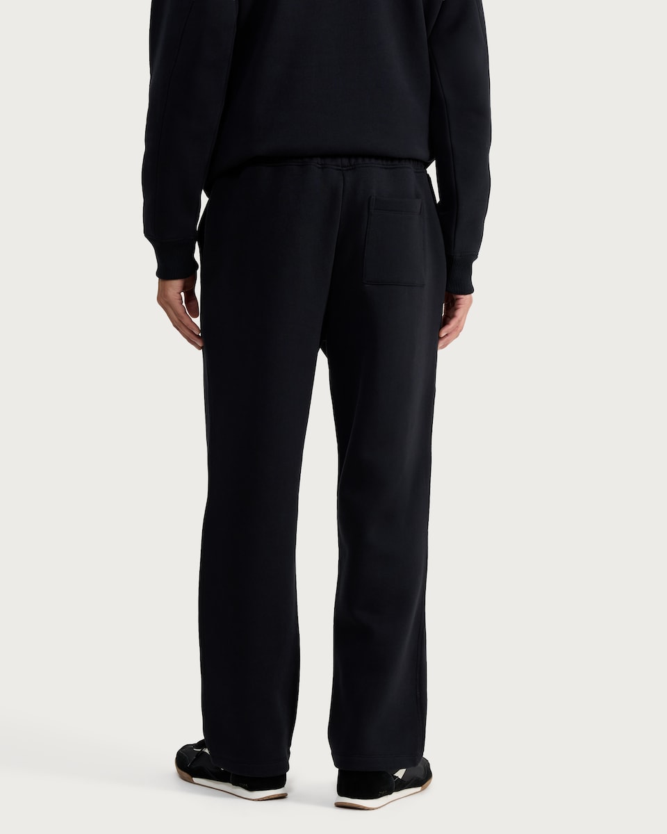 image 1 of F&F Heavyweight Drawstring Open Hem Joggers in Black