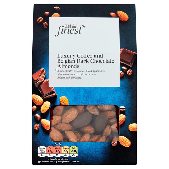 Tesco Finest Coffee And Dark Chocolate Almonds 180G Tesco Groceries