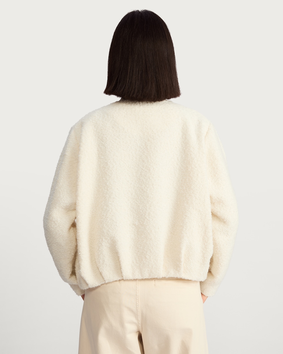 image 1 of The F&F Edit Textured Zip Through Bomber Jacket in Cream