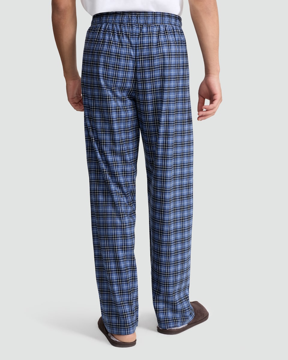 image 1 of F&F 2-Pack Fleece Stripe and Check Print Pyjama Bottoms in Navy