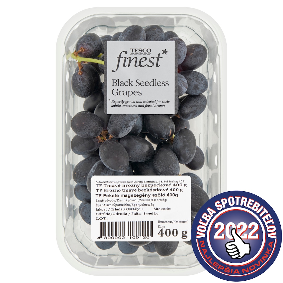Tesco Finest Seedless Dark Grapes 400 g