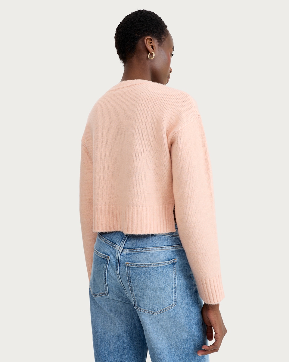 image 1 of F&F Knitted Crew Neck Cropped Jumper in Peach