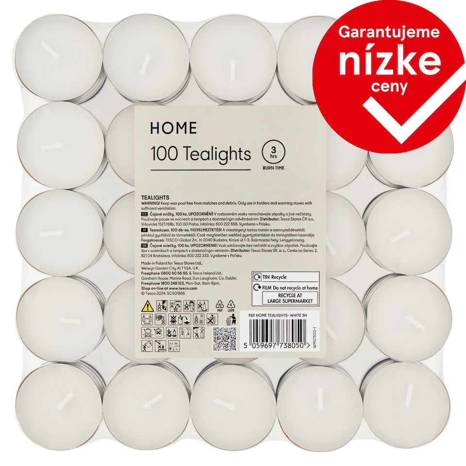 F&F Home White Tealights 100 pcs