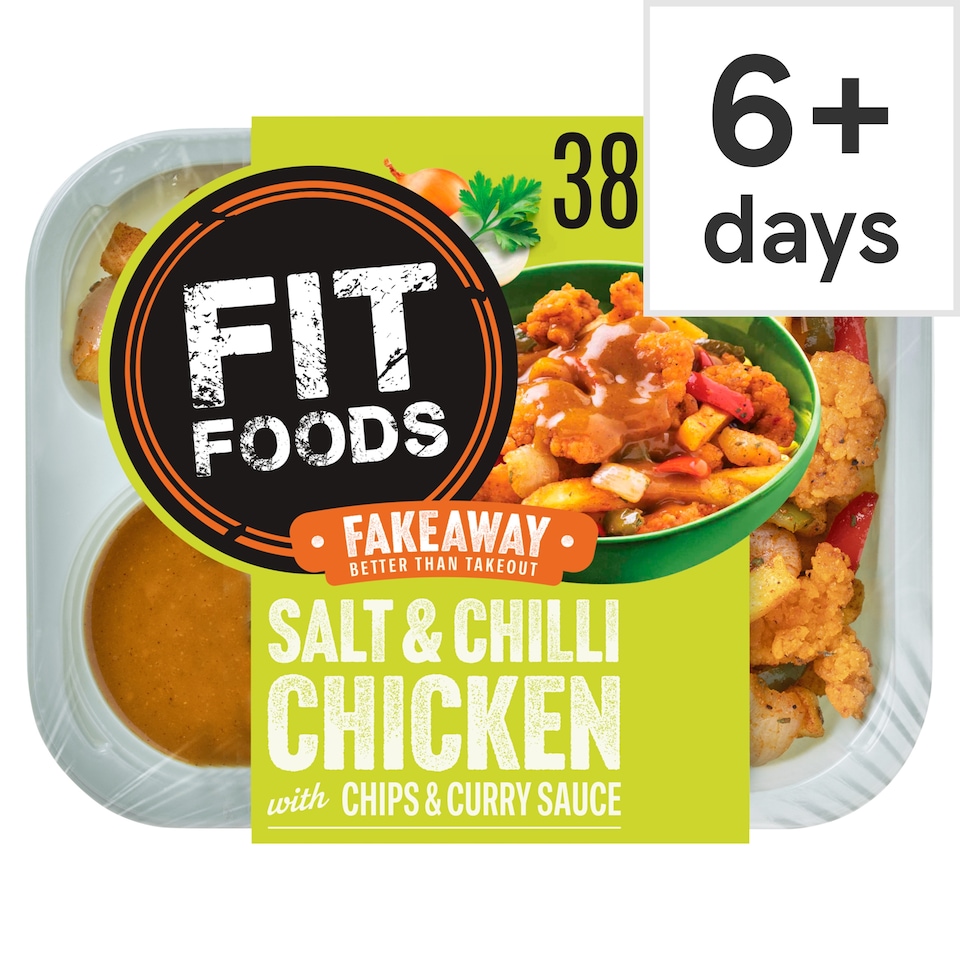 Fit Foods Salt & Chilli Chicken with Chips & Curry Sauce 385g
