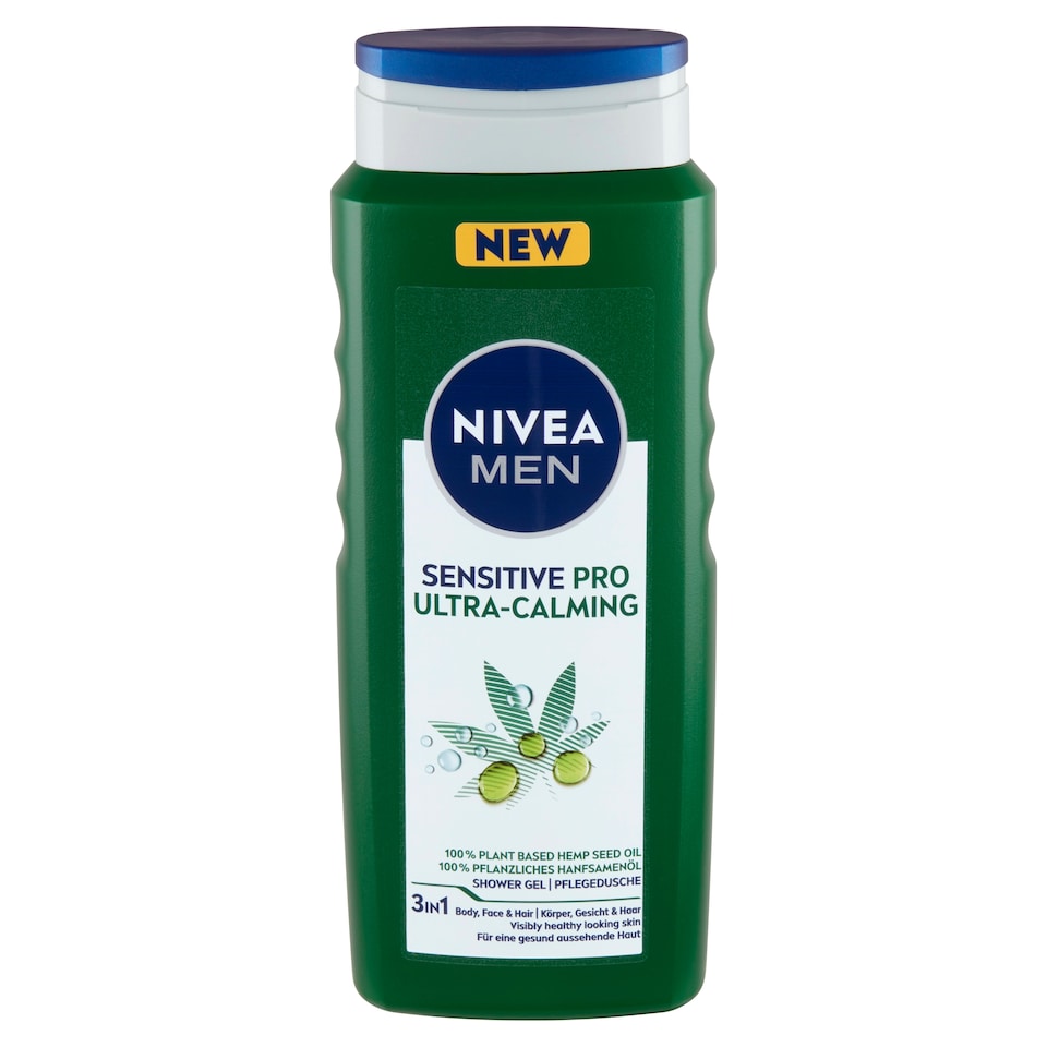 NIVEA MEN Sensitive Pro Ultra-Calming Shower Gel for Showering and Face Washing 500 ml
