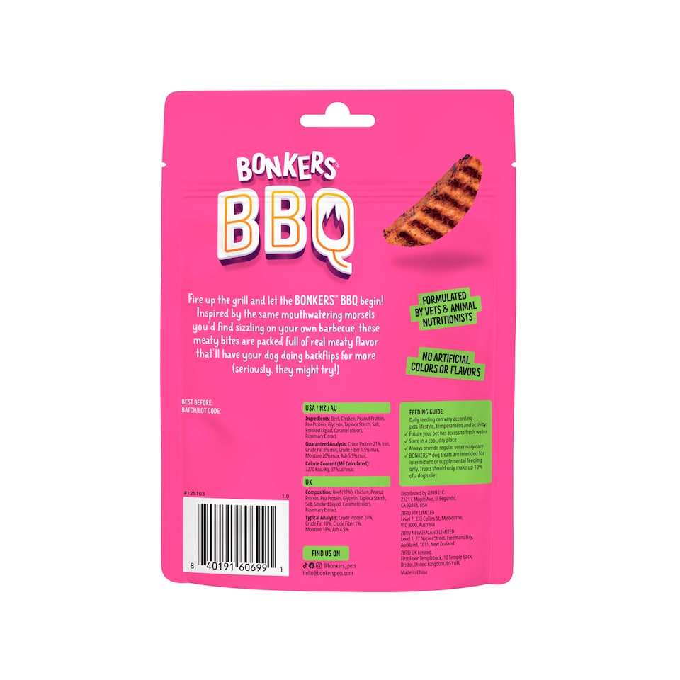 image 1 of Bonkers Dog Treats Dry BBQ Steak Cuts 85 G