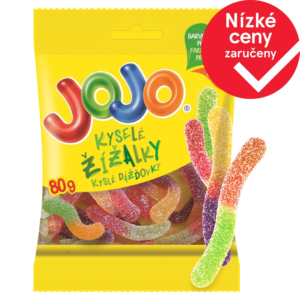 JOJO Sour Worms Jelly Candy with Fruit Flavours 80g